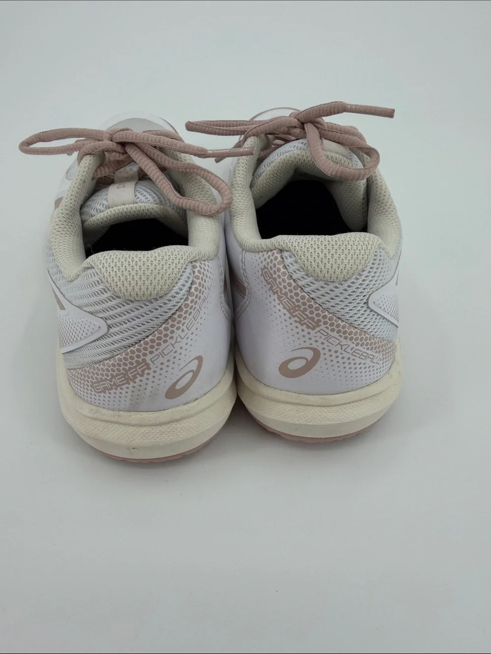 ASICS Game FF Pickleball shoes in white with neutral pink accents